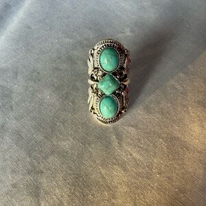 Triple Turquoise Silver Ring